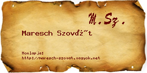 Maresch Szovát névjegykártya